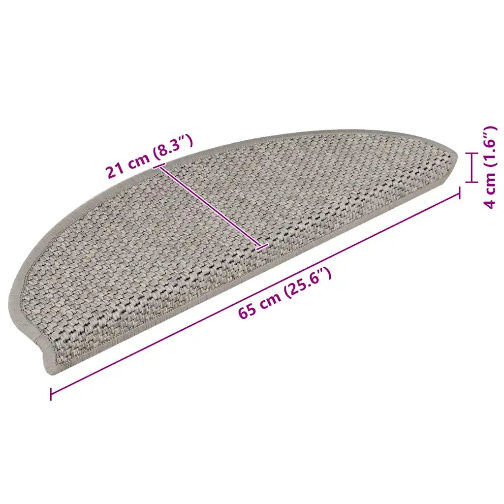 Tappeti Autoadesivi Scale Aspetto Sisal 15 pz | Gradini per Scale 65x21x4cm Argento
