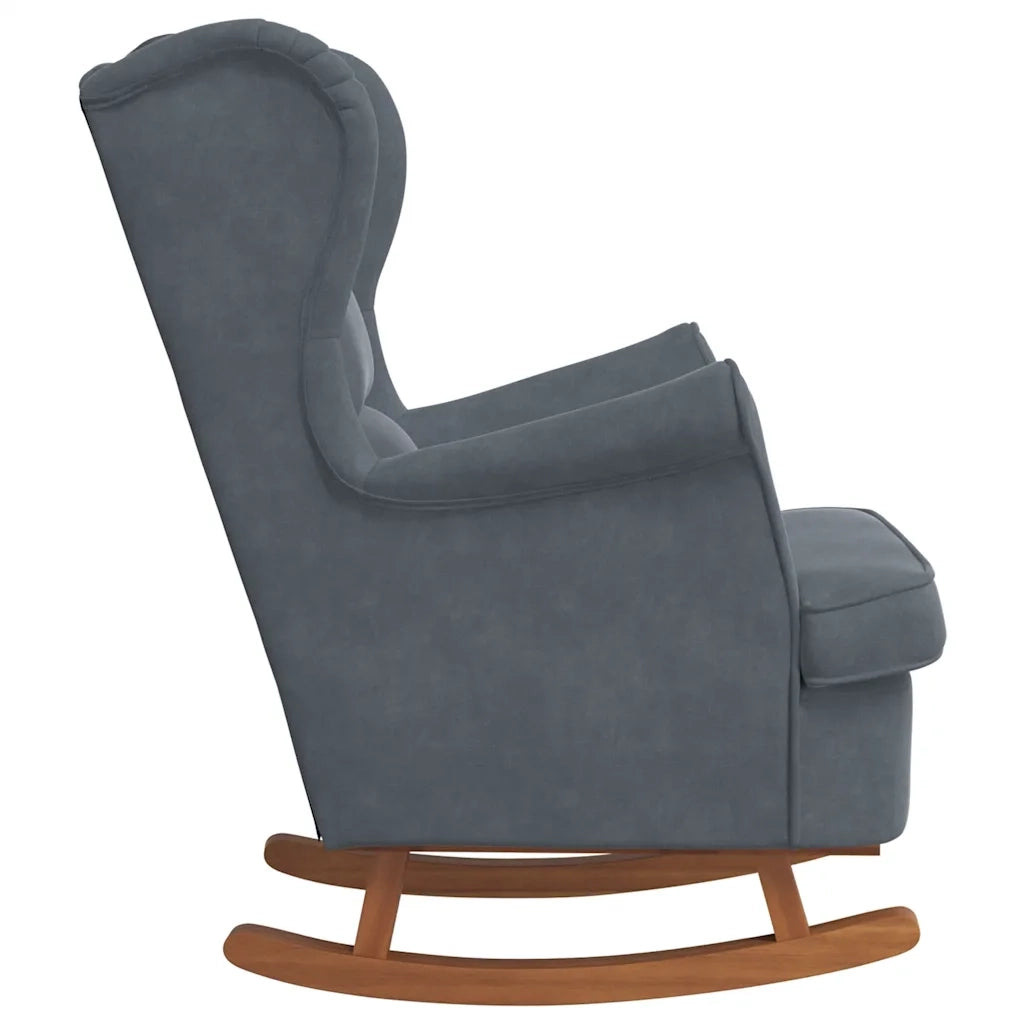 Sedia a dondolo con schienale alto in velluto grigio scuro 329364
