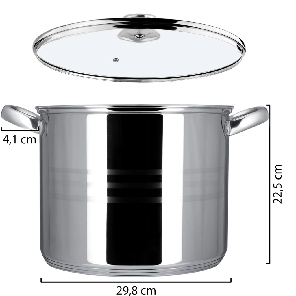 Pentola a induzione grande in acciaio inox KADAX con coperchio, a gas, 28 cm, 13,5 l, alta
