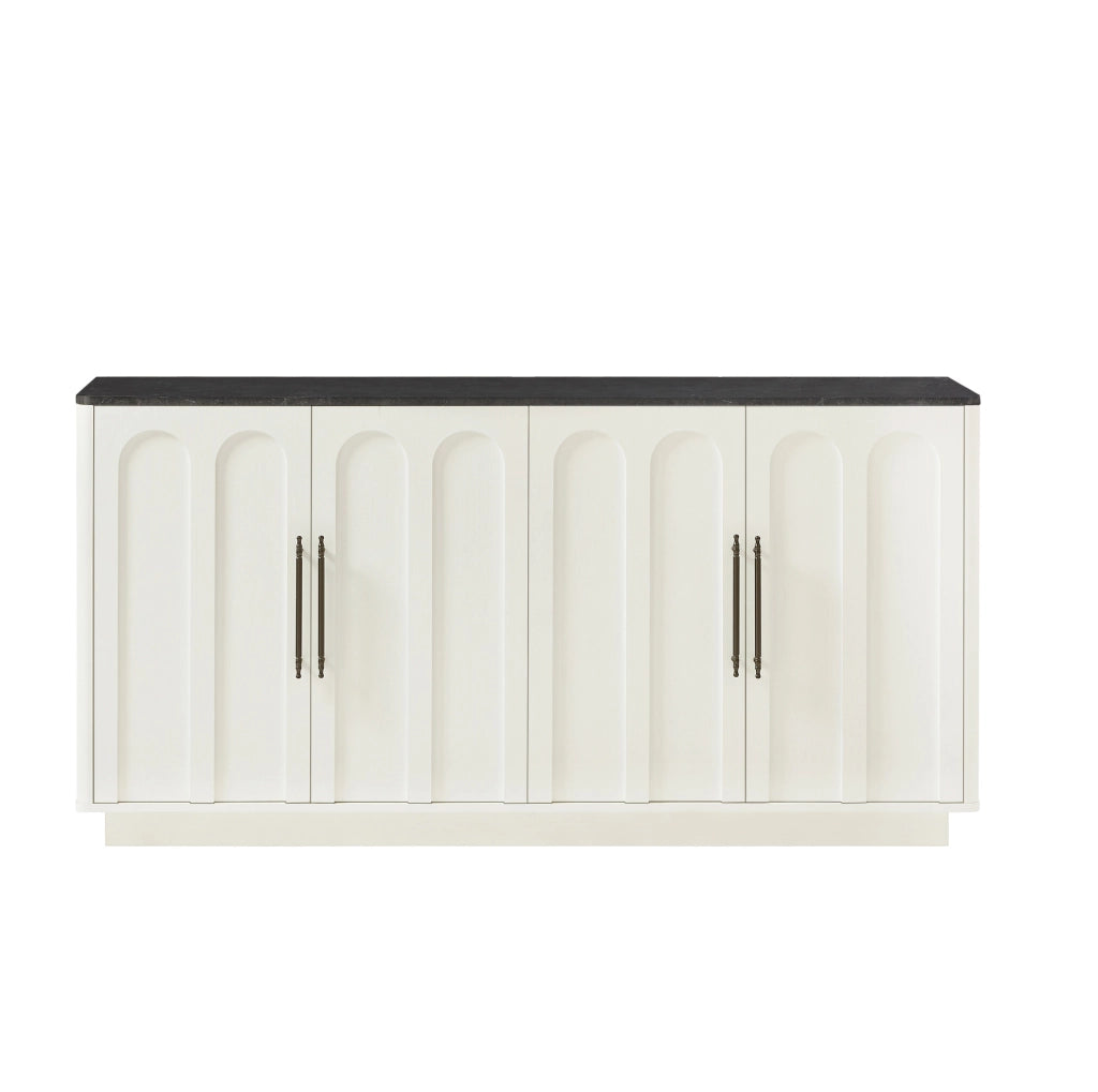Sideboard 160x40x80 cm con chiusura soft-close e fissaggio a parete in MDF bianco e nero