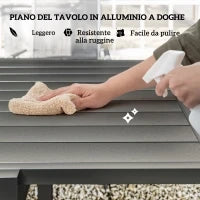 Set da Giardino 7 Pezzi con 6 Sedie Pieghevoli e Tavolo Allungabile, in Acciaio, Alluminio e Rete Grigio e Nero