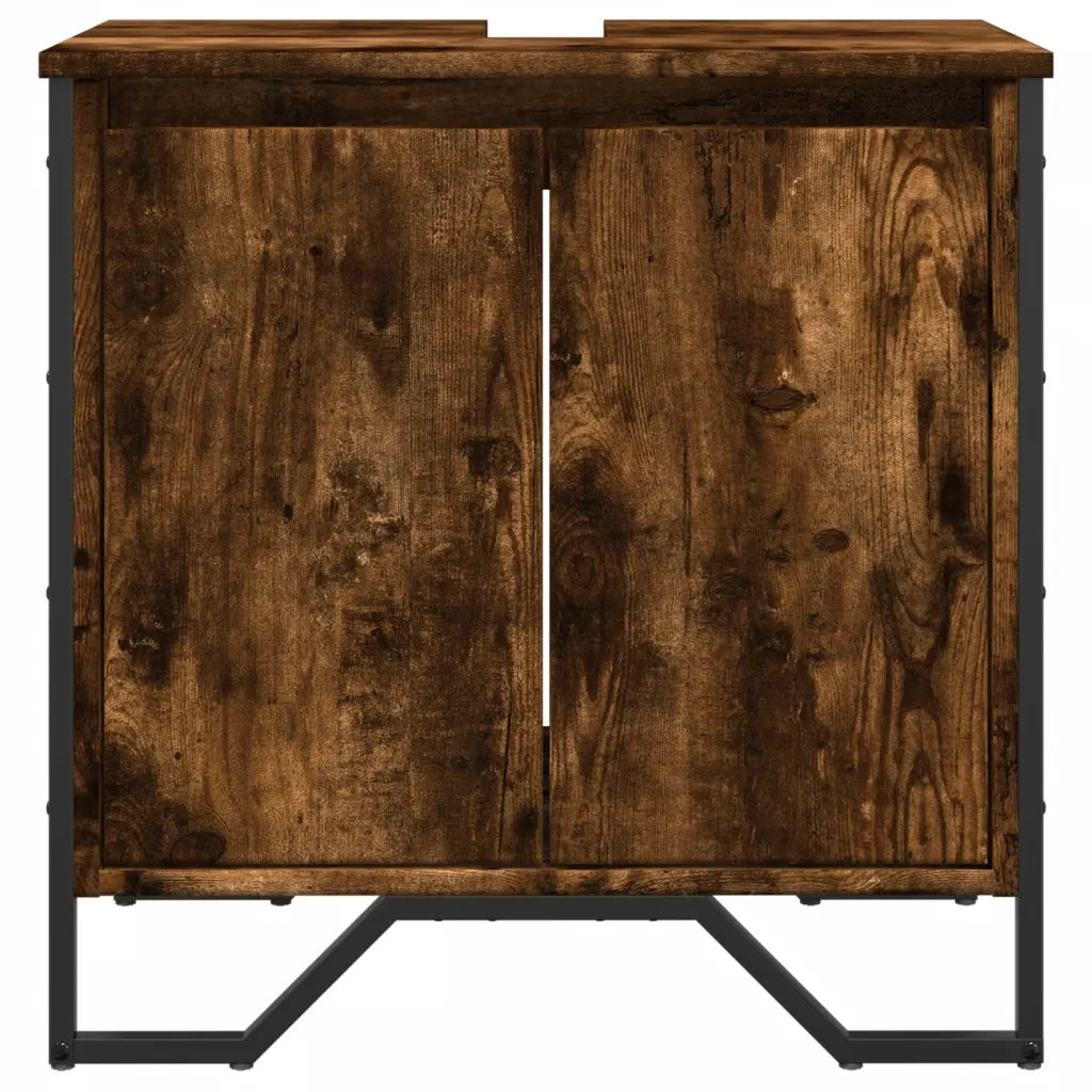 Mobile bagno dal design moderno 60 x 35 x 60 cm ampio spazio contenitivo legno composito finitura rovere affumicato 02_0049570