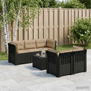 Divano da Giardino 5 Posti con Cuscini Stile Rattan PP 3443908