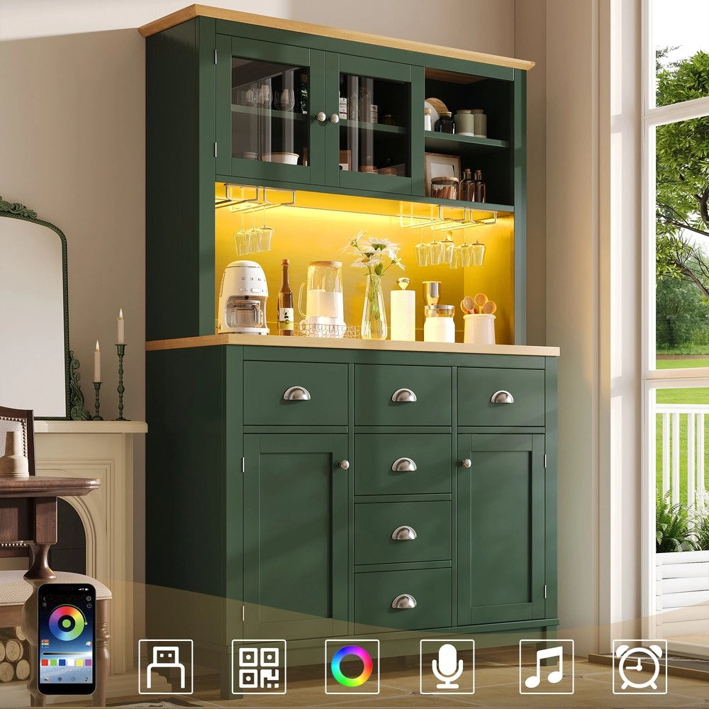 Mobile Buffet con LED ¨C Xylo ¨C Verde/Bianco, 4 Ante, 104x40x180 cm