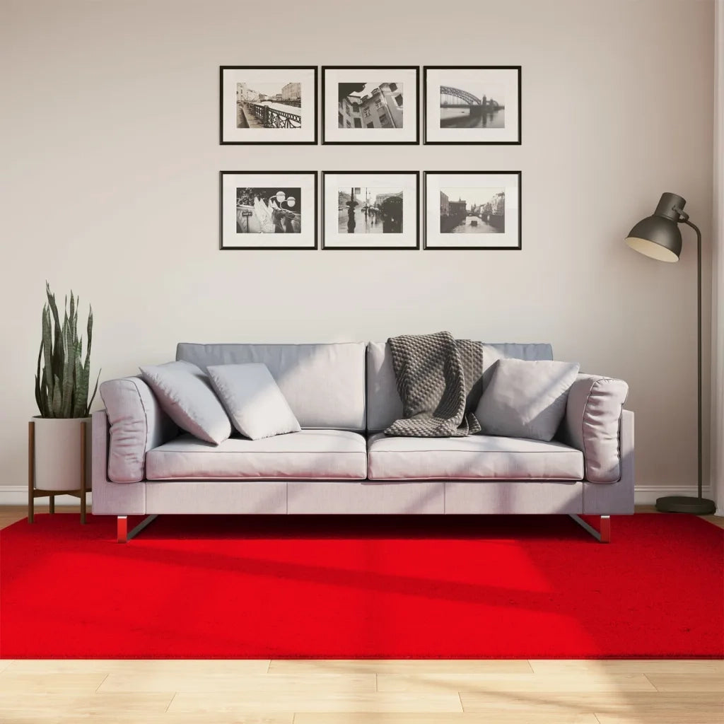 Tappeto a Pelo Corto HUARTE Morbido e Lavabile Rosso 160x230cm 375174