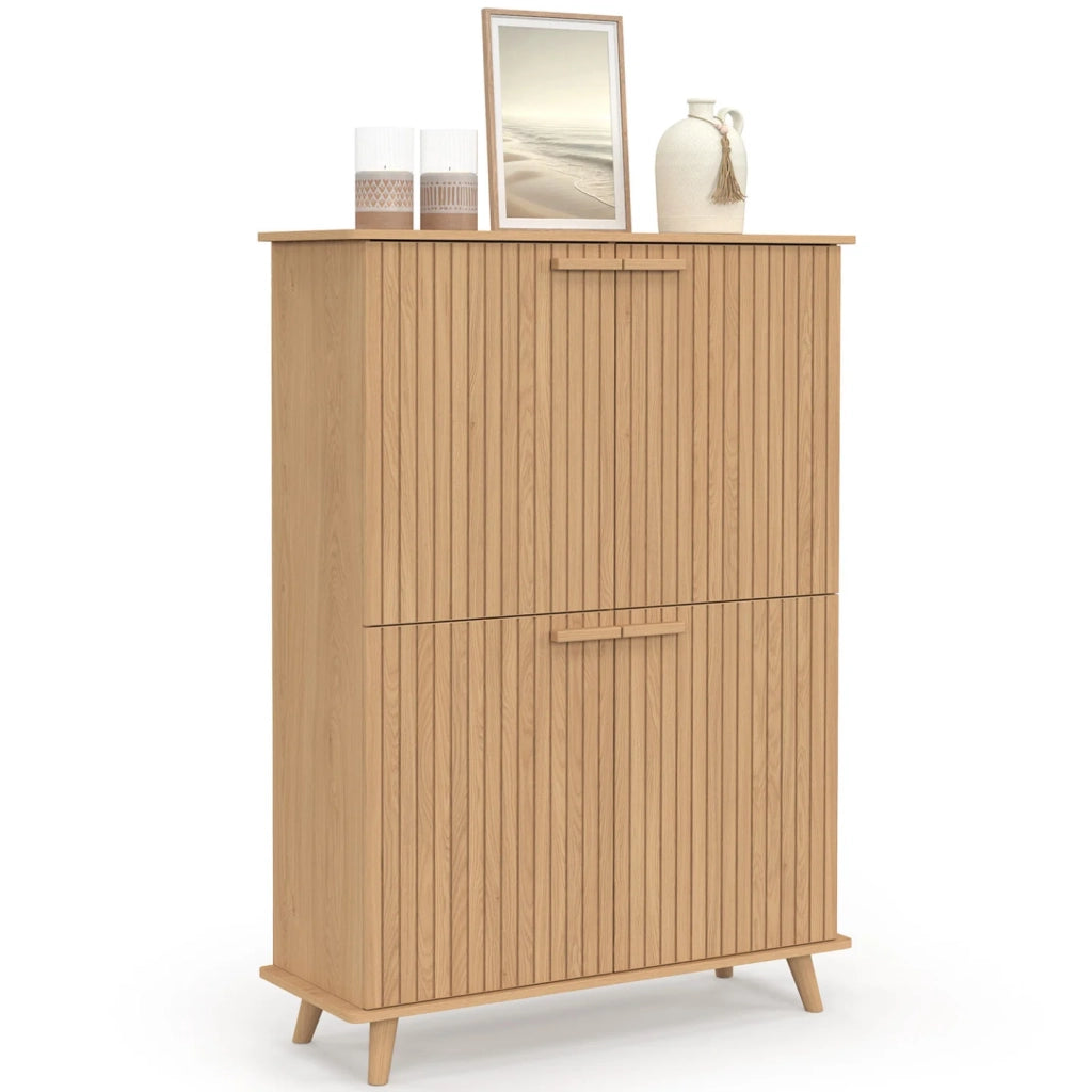 IDMarket - JULIETTE Contenitore a 4 ante in rovere con doghe in legno