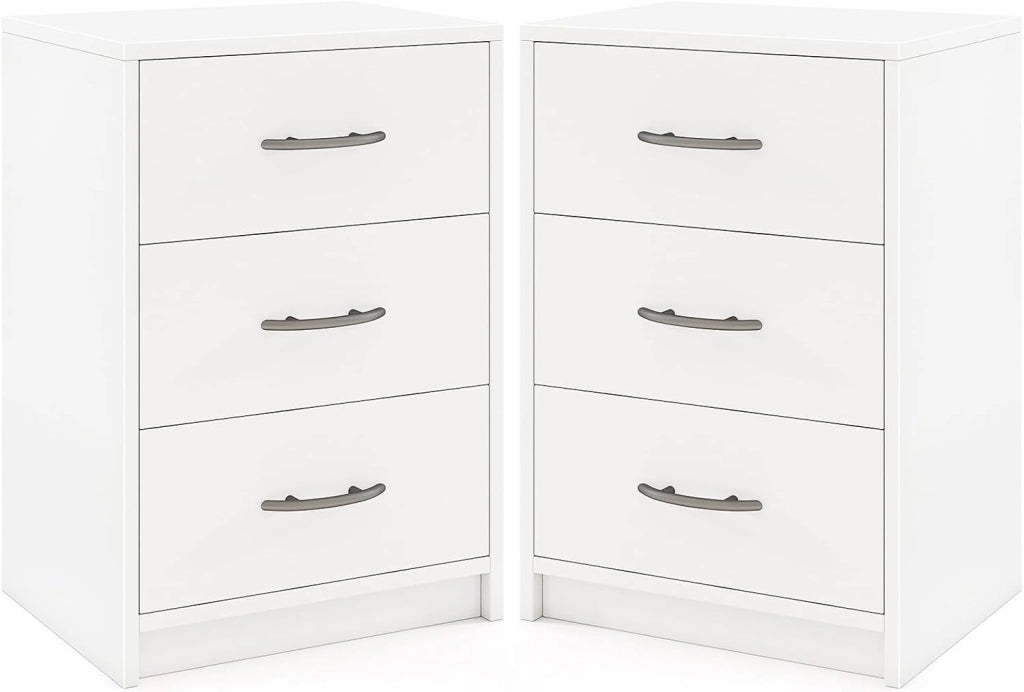 Comodino con cassetti 2/3, comodino in legno MDF, 38,5 x 28 x 39 cm, per soggiorno, camera da letto, ufficio (3 cassetti)