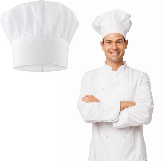 Cappello da Cucina Adattabile - Bianco - Cappello da Cucina per Uomo e Donna - Unico Modello