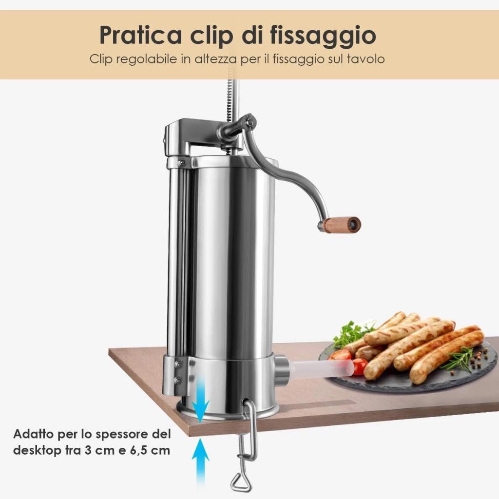5 kg Insaccatrice per Salsiccia Macchina per la Produzione di Salsicce Insaccatrice Manuale per Uso Domestico, Salsicce Siringa con 6 Tubi di Riempimento
