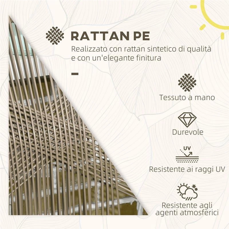SET DA GIARDINO IN RATTAN E ACCIAIO CON 2 SEDIE MODERNE E 1 TAVOLINO DA CAFFÈ
