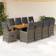 Set Bistrò da Giardino 11 pz con Cuscini in Polyrattan Grigio 3277270