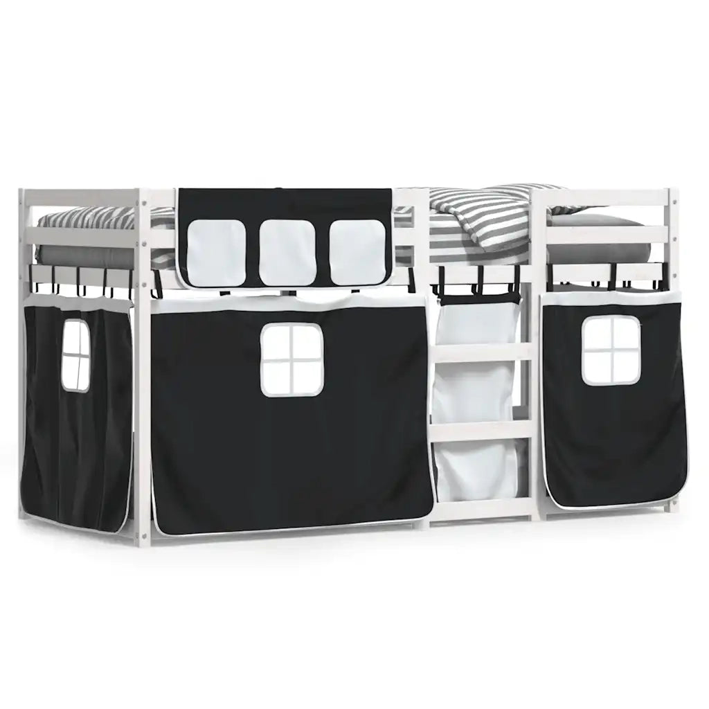 Letto singolo | Letto per adulti | Letto a Castello senza Materasso Bianco e Nero 75x190 cm inPino