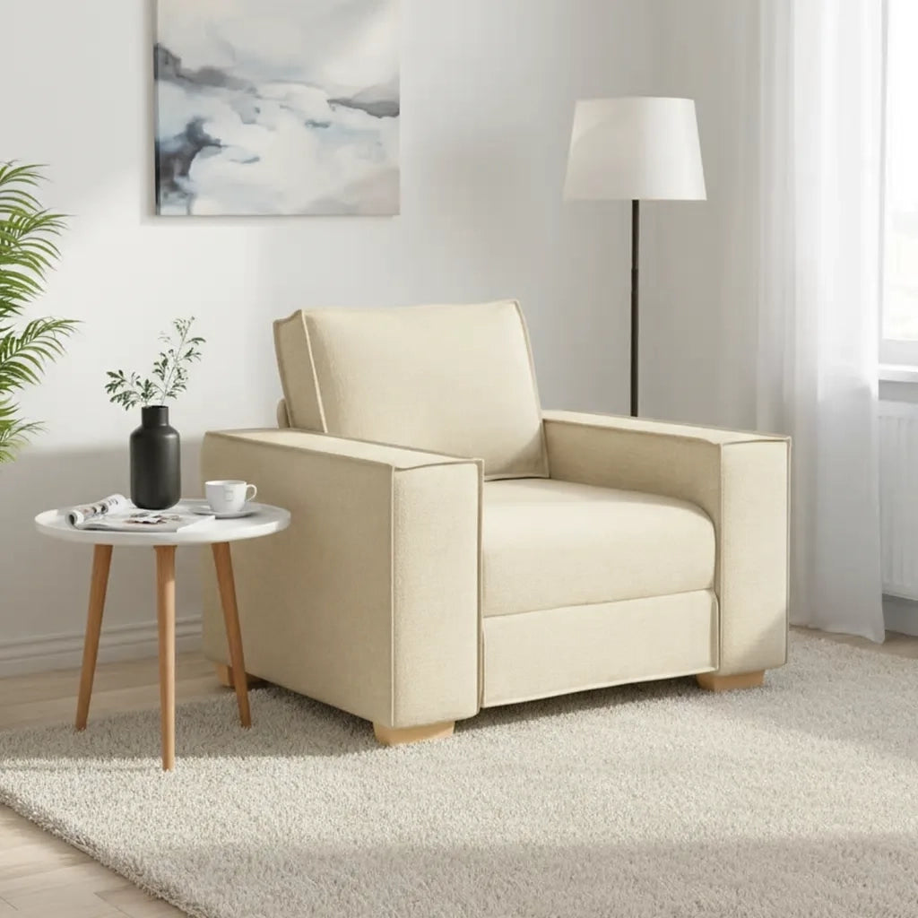 Poltrona | Sedia Relax Divano Crema 100x78x84 cm Tessuto
