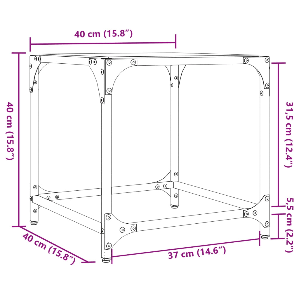 vidaXL Tavolini con Piano in Vetro Trasparente 2 pz 40x40x40cm Acciaio