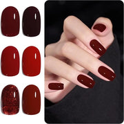 Set di gel per unghie UV - 6 colori inclusi Nero con glitter Rosso