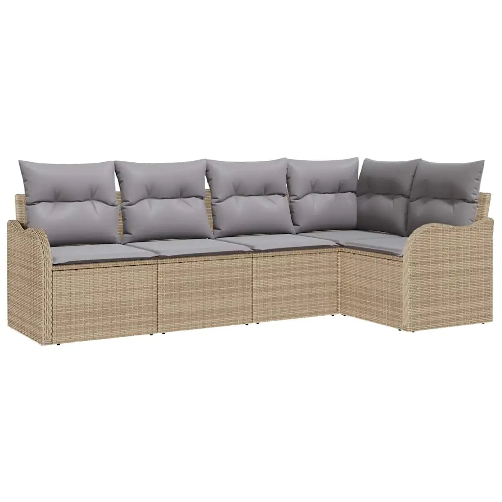 Set Divano da Giardino con archiviazione 5 pcs Beige polyrattan 3354369
