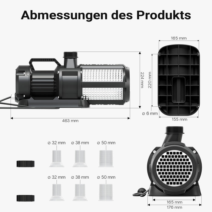 SuperECO CET-26000 Pompa da Laghetto con flussometro, 26000 l/h, 330W, Prevalenza 9,5m