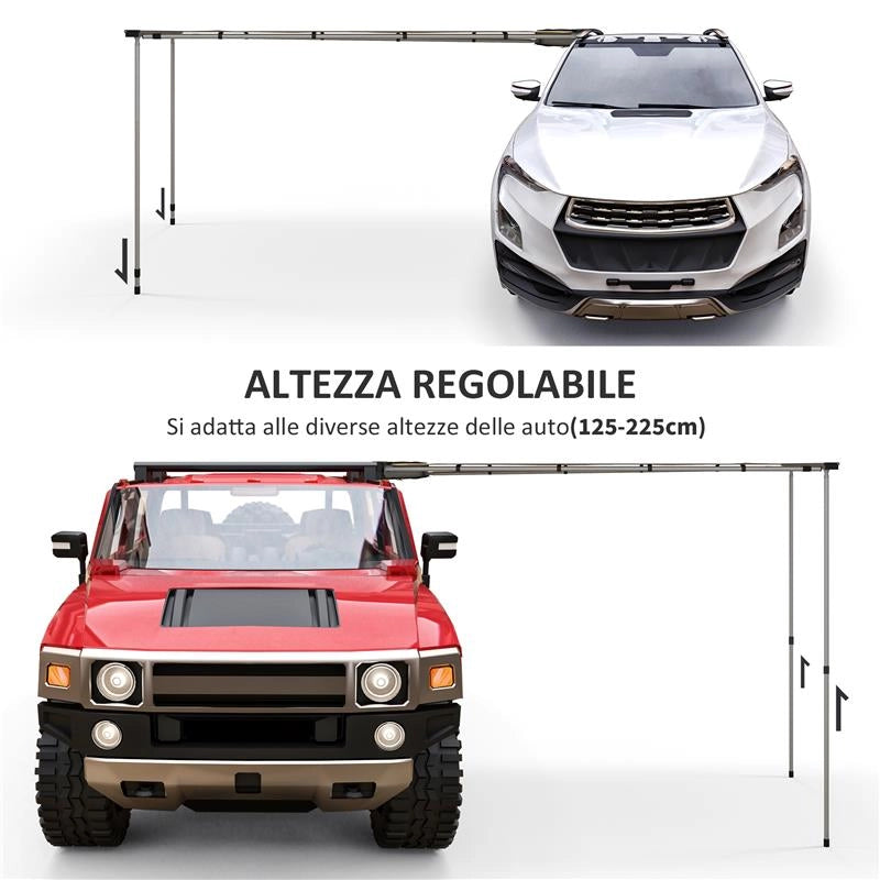 TENDALINO DA TETTO AUTO LATERALE E IMPERMEABILE CON ALTEZZA REGOLABILE, 2.5X1.6M, CACHI