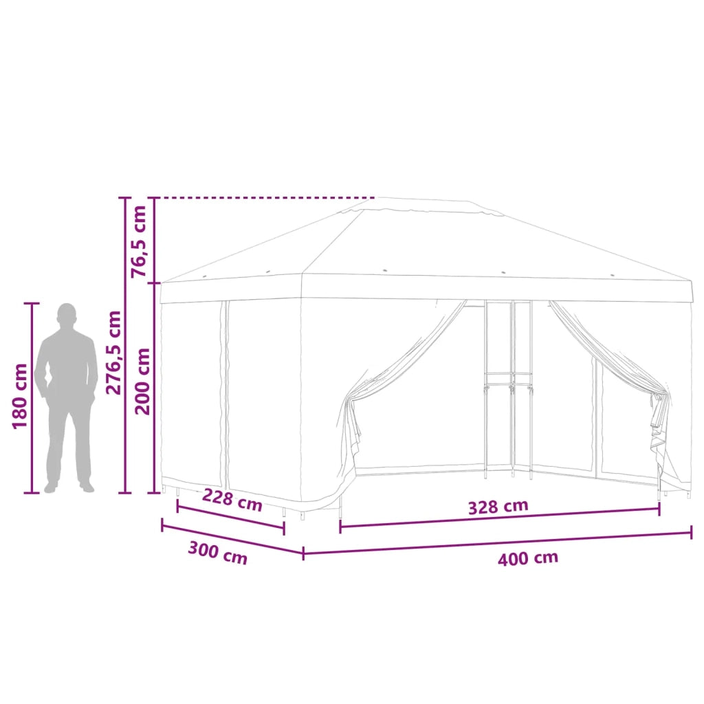 Gazebo da giardino con pareti laterali 4 × 3 m Blu 900391
