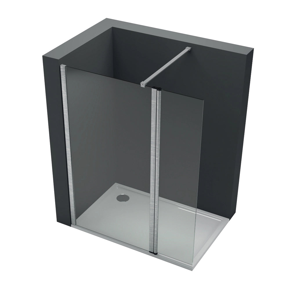 Ogomondo walk-in doccia con anta basculante e staffa cristallo 8 mm *** misure 127-129xh200 cm, confezione 1
