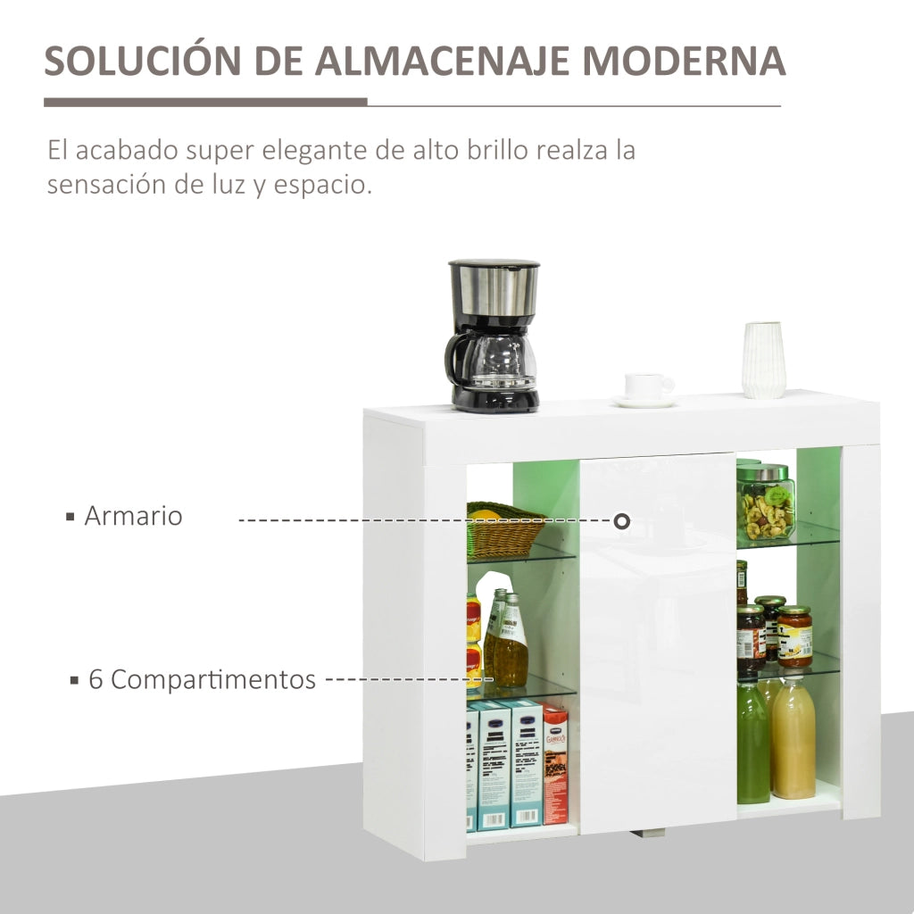 Credenza Moderna con Luci LED ¨C zephmum ¨C 97x35x83 Bianco