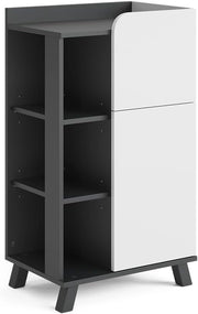 Mobile midi Karen, Antracite/bianco, 50 x 90 cm con anta e cassetto