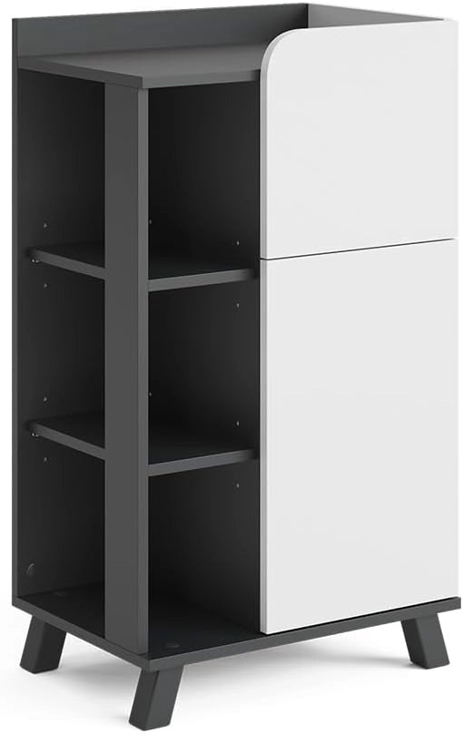 Mobile midi Karen, Antracite/bianco, 50 x 90 cm con anta e cassetto