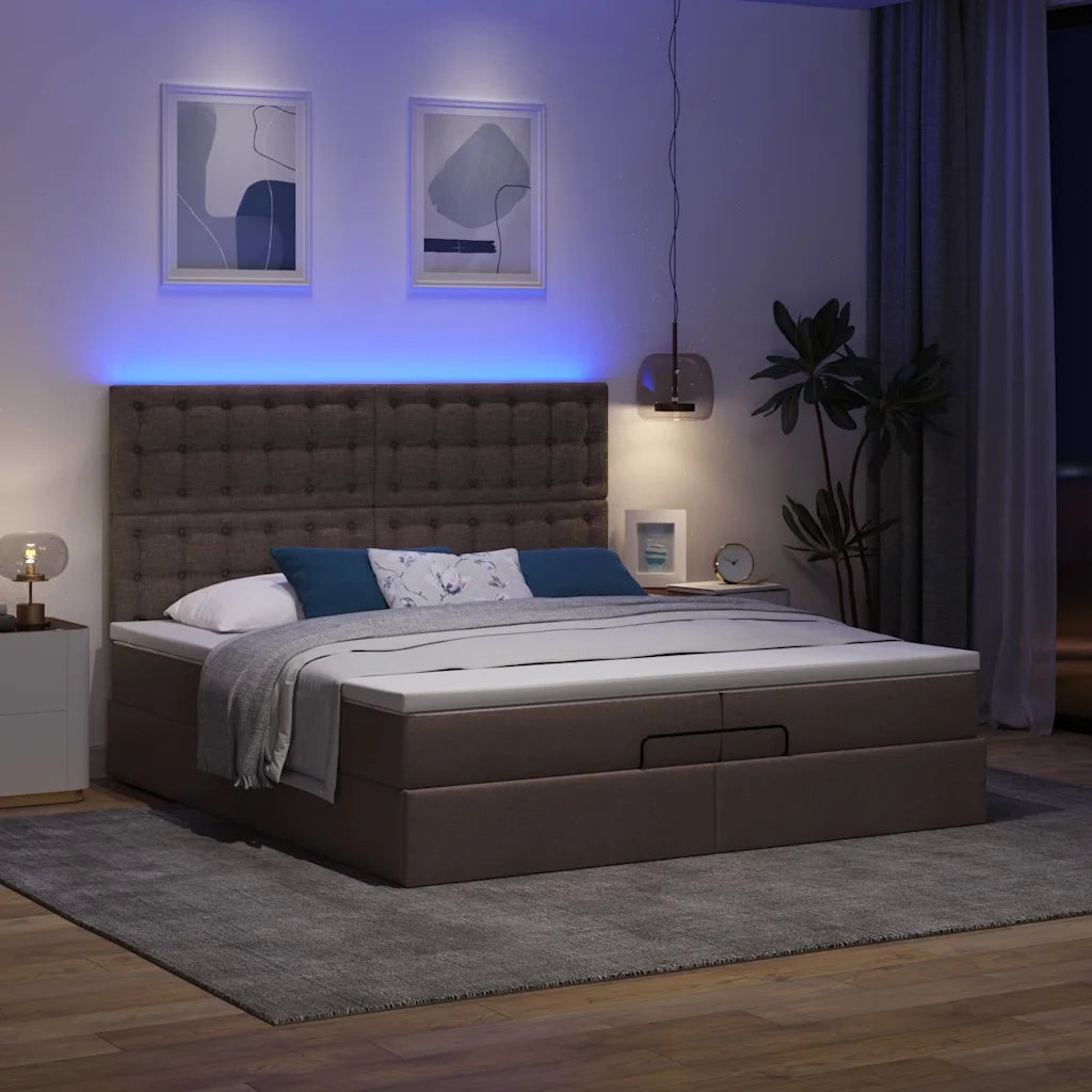 Struttura Letto Pouf con Materassi 200x200 cm in Tessuto 3314200