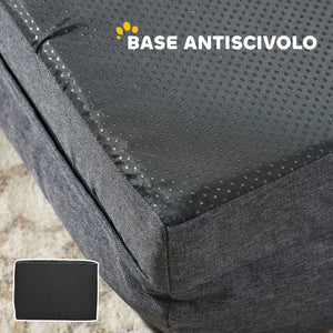 Cuccia per Cani Taglia Grande Imbottita con Cuscino Rimovibile Lavabile 120x80x22 cm Grigio Carbone