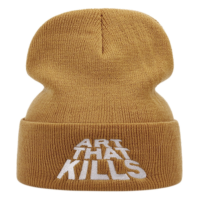 ART THAT KILLS Cappelli lavorati a maglia ricamati Cappelli invernali caldi lavorati a maglia Giallo
