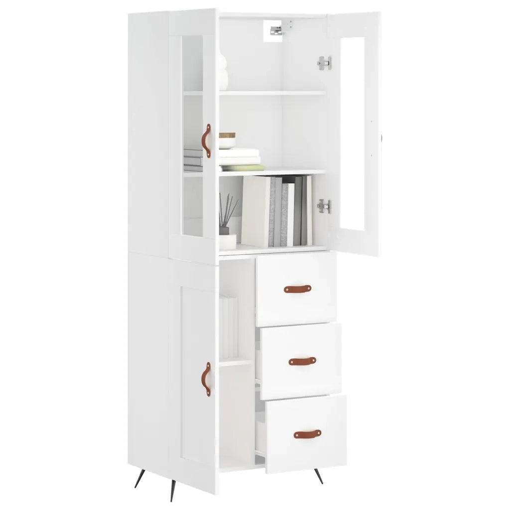 Credenza-Buffet-Armadio da cucina Bianca 69,5x34x180 cm in Legno Multistrato 142901