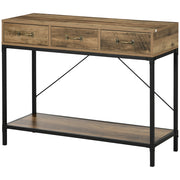 Tavolo consolle ¨C zephmum ¨C legno effetto rovere 3 cassetti 100x35x76.5 cm