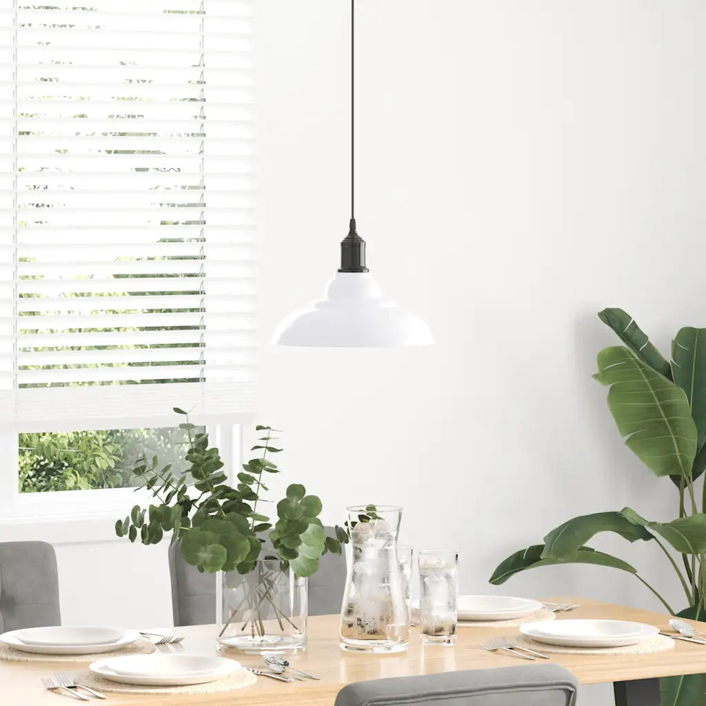 Lampada Sospensione Regolabile E27 Bianco Lucido ?31cm Metallo CFW3209136