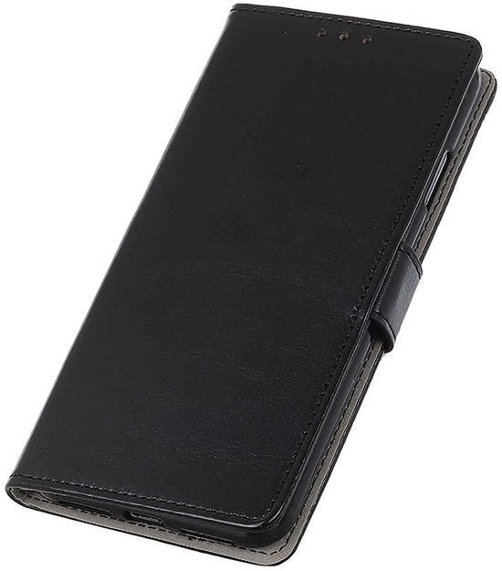 Portafoglio schoccoso per telefono con portamonete e supporto per carta - chiusura a schermo - piede di stand - in PU pregiato - nero