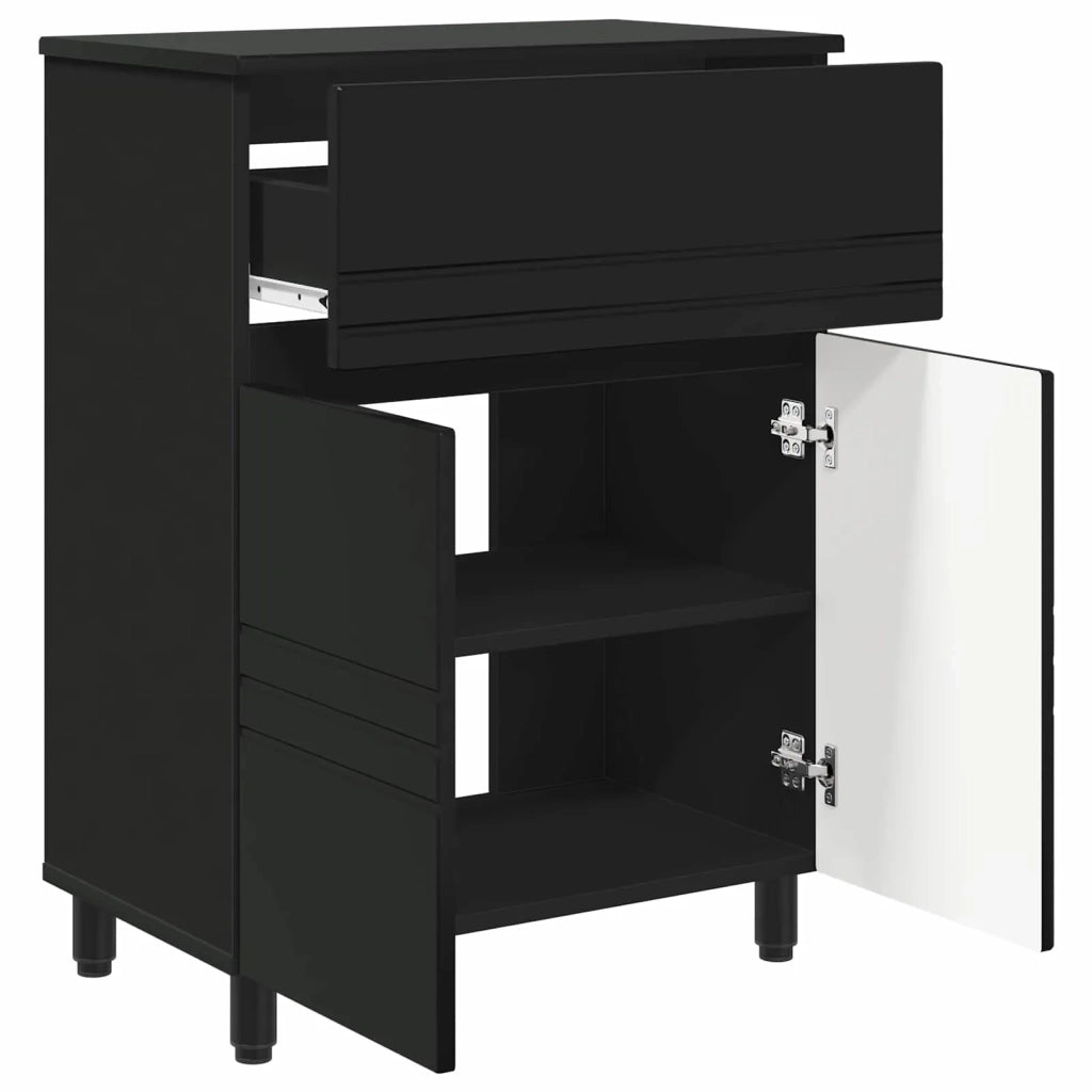 Mobiletto da bagno Nero 60 x 35 x 80 cm Legno ingegnerizzato