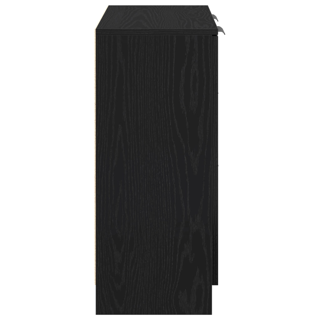 Sideboard Nero in Rovere 60x30x70 cm Realizzato in Legno Ingegnerizzato