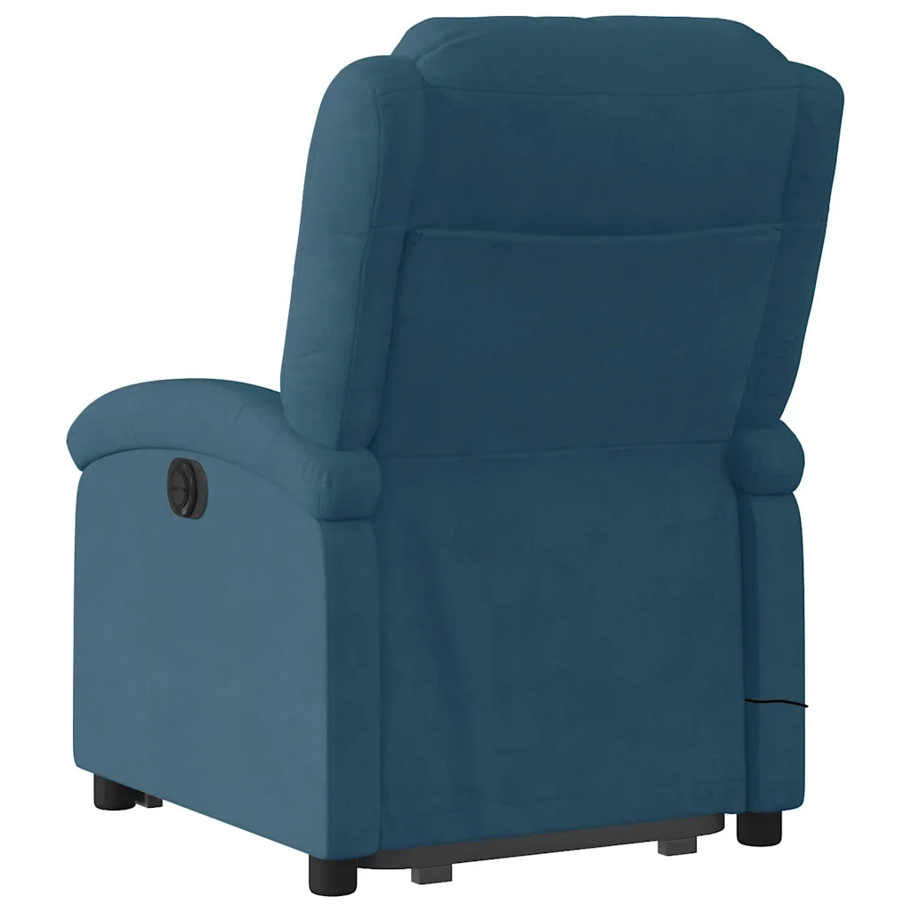 Poltrona Alzapersona Massaggiante Reclinabile Blu in Velluto 3204321