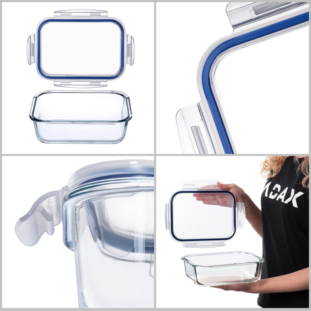 Contenitore per alimenti in vetro KADAX da 1520 ml con coperchio, portapranzo (3 pezzi)