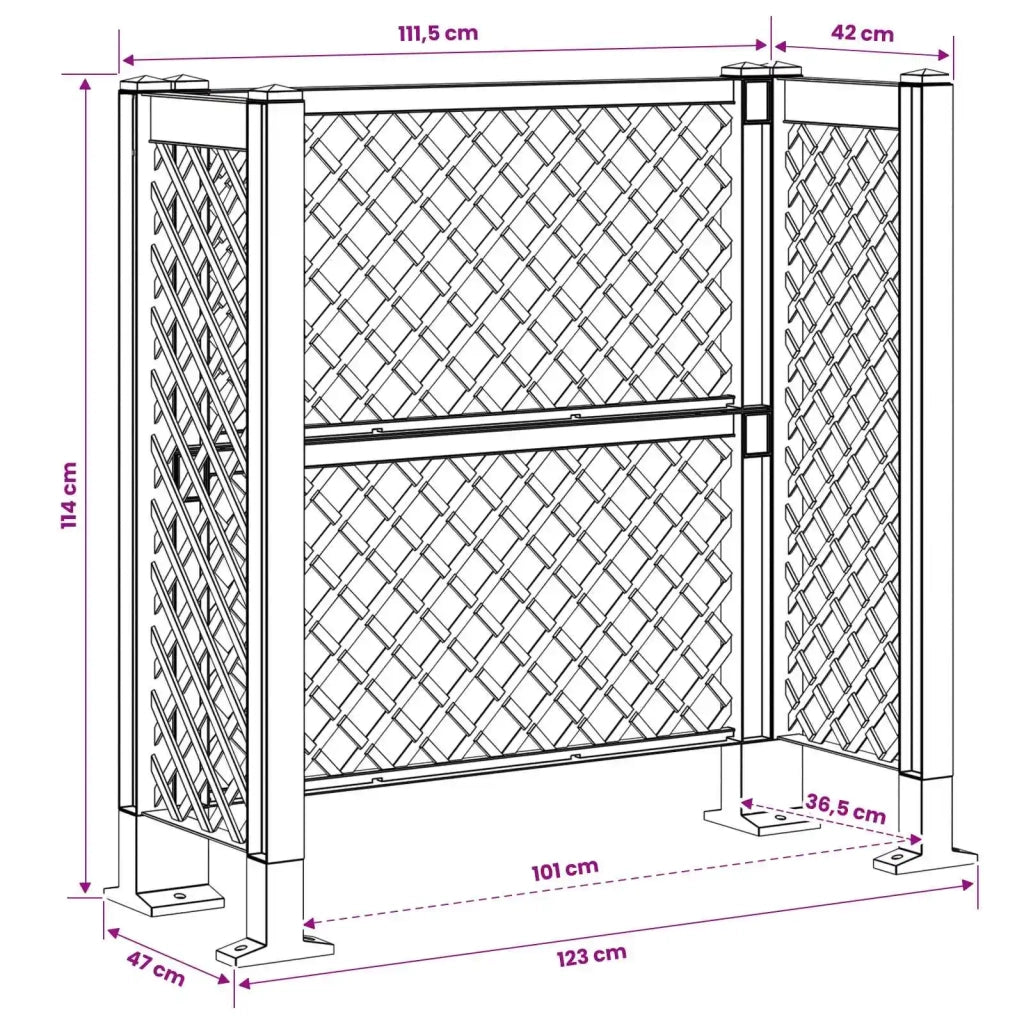 Trellis per Cestino Antracite 123 x 47 x 114 cm PP CFW7190562