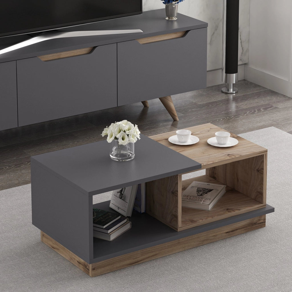 Tavolino in legno "Consept" - 90 x 45 x 36 cm - Grigio antracite