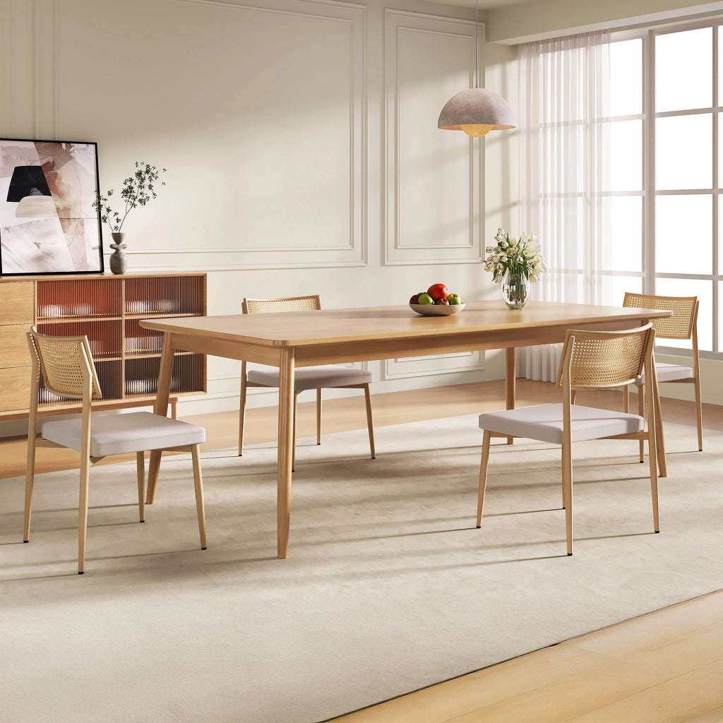 Set di 2 Sedie Jördfjok da Sala Pranzo Imbottite con Schienale Effetto Rattan / Beige [en.casa]