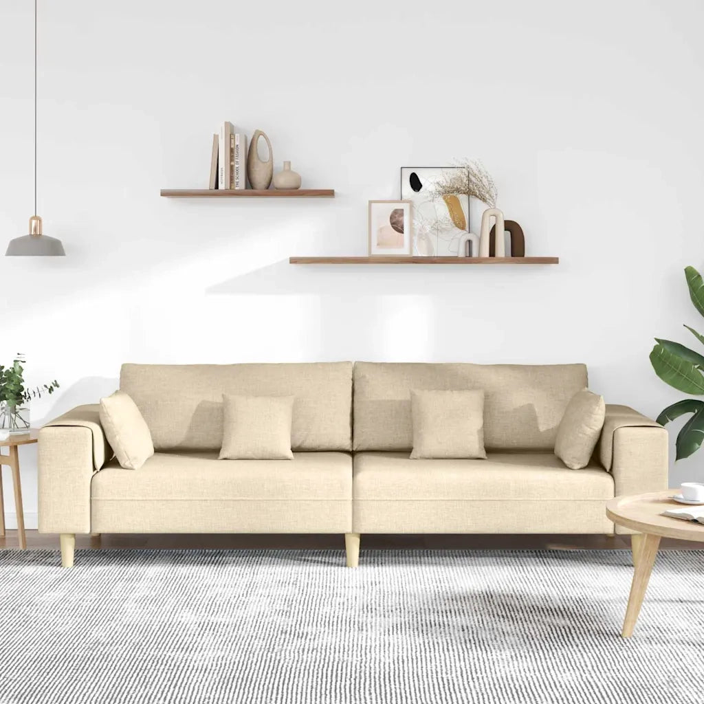 Divano in tessuto con cuscino Crema 208 cm Tessuto