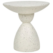 Tavolino bianco con effetto terrazzo in fibra di vetro MgO con piano rotondo resistente alle macchie UV alla ruggine moderno per esterni.