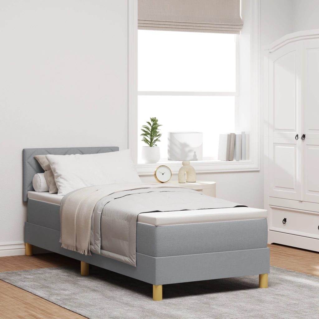 Letto Box Spring con Materasso & LED Grigio Chiaro 80x200 cm Tessuto