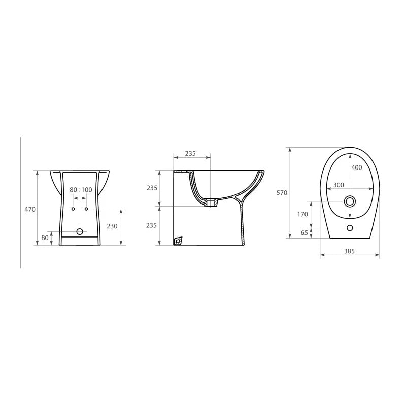 Bidet a terra serie open in ceramica