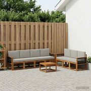 Set di divani da esterno 7 pz Naturale e Grigio Chiaro 3385052