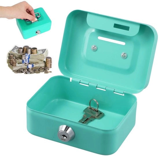 Cassa di Risparmio, 11,5 x 8,5 x 5,8 Cm, Chiusura a Chiave, Cassetto di Deposito con Blocco con Chiave, Metalesca Cassaforte con Blocco con Chiave