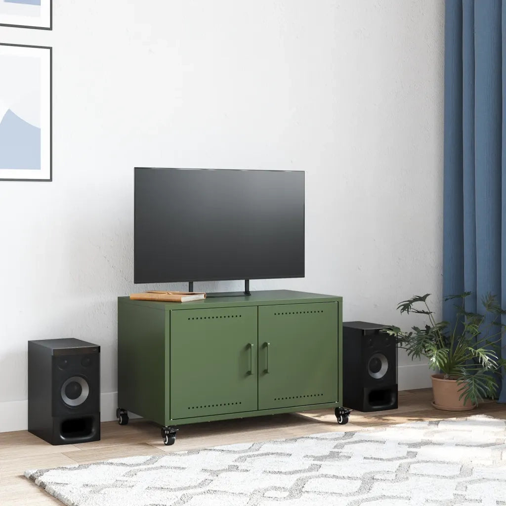 Mobile TV Verde Oliva 68x39x43,5 cm in Acciaio