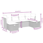 Set Divano da Giardino 6 pz con Cuscini Beige Misto Polyrattan