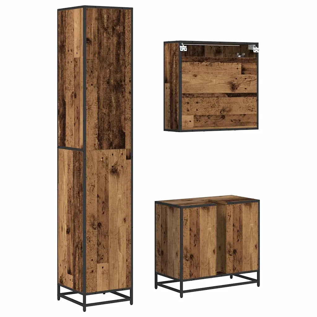 Set di mobili per il bagno con lo scaffale 3 pcs Legno vecchio 3402360